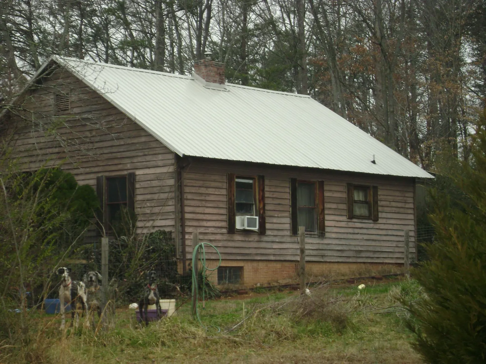 White metal roof on an old wood sided farmhouse, from a Asphalt Shingle Roof Repair job in Gilbertville